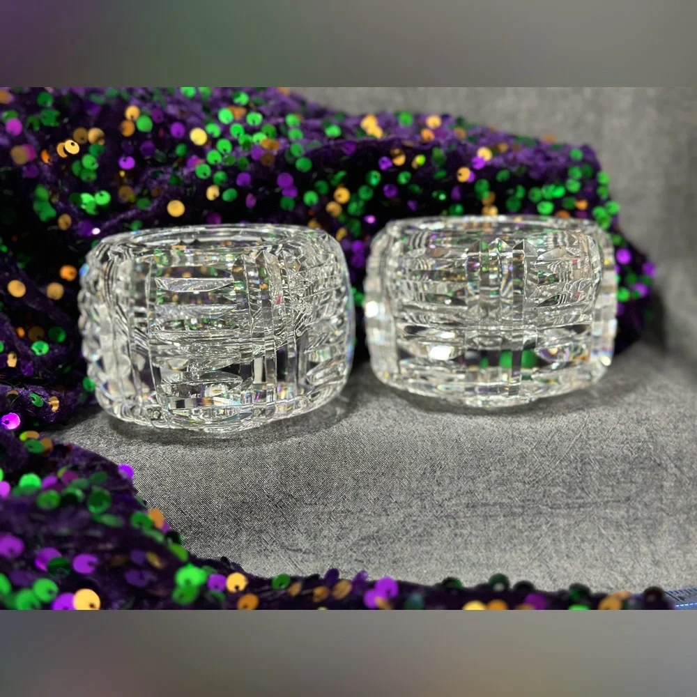 A pair of Waterford Crystal candle votives / holders